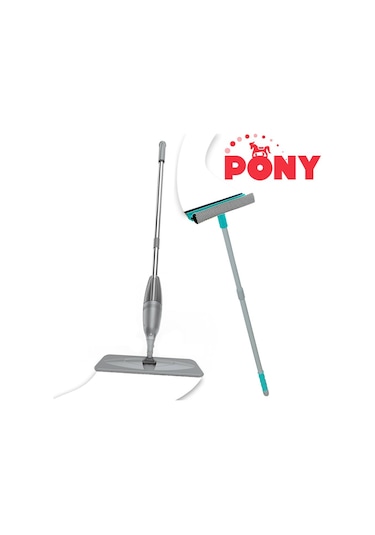 Pony Süper Sprey Mop Paspas Teleskopik Saplı Cam Sileceği Gri 2'li