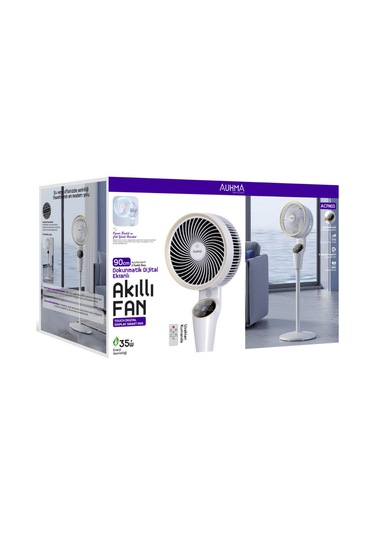 Zarif Tasarım 90cm Ayarlanabilir 3 Boy Dokunmatik Dijital Ekranlı Uzaktan Kumandalı Akıllı Fan