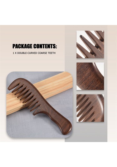 Xurunkeji Sandal Ağacı Geniş Dişli Tarak Kıvırcık Saç Taşınabilir Kaba Dişli Ahşap Tarak Saç Masaj Aleti Kaba