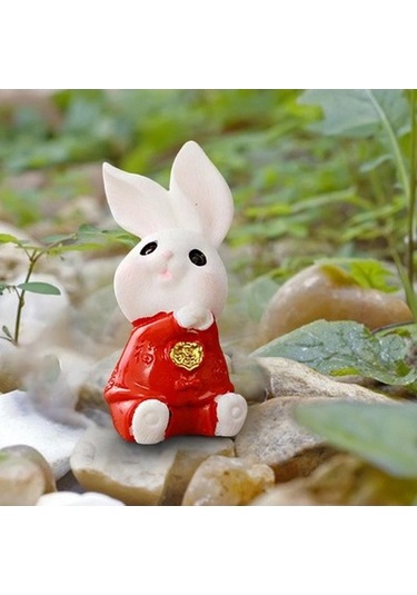 Lijinxu Karikatür Tavşan Heykeli Hayvan Modeli Masa Süs Ofis Ev