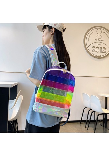 Tenfowee 2022 Yeni Büyük Kapasiteli Pvc Şeffaf Su Geçirmez Sırt Çantası Gökkuşağı Renkleri, Dayanıklı Ve Pratik Renk