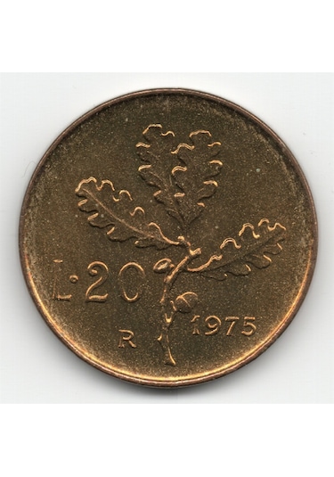 Italya. 20 Lire 1975. Çil Eski Madeni Para