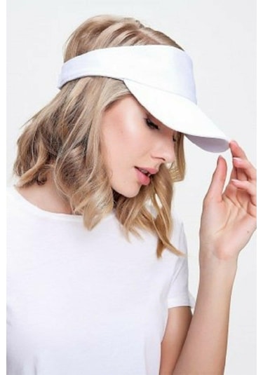 Unisex Uv Koruyucu Vizör Kasket Siperlik Tenis Şapka Beyaz