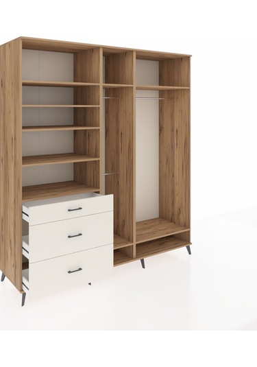 Kronos Dolap 9 Raflı 3 Çekmeceli 3 Askılı 220x59x243 Çam-çam/aytaşı Atlas Çam/aytası