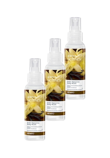 Avon Soft Vanilya ve Sandal Ağacı Kokulu Vücut Spreyi 3 x 100 ML