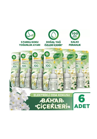 Air Wick Elektrikli Oda Kokusu Yedek Şişe Bahar Çiçekleri Esansiyel Yağlar İçerir 6 x 20 ML