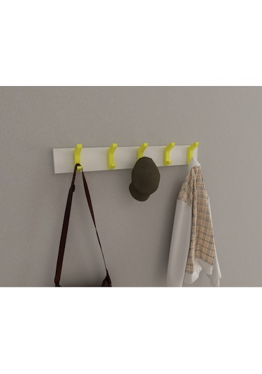Hepsi3boyutlu Modern Duvar & Kapı Kanca Askılık - 5 Adet Sarı Kanca Askılık - Model No : 2 Sarı