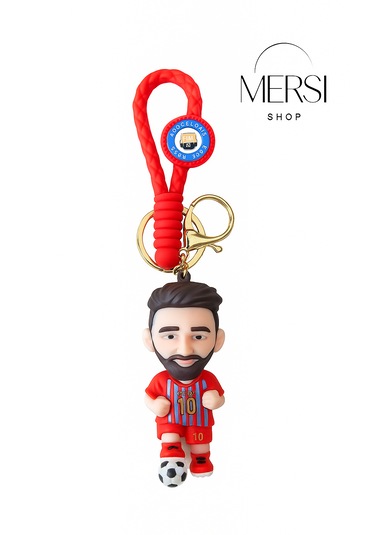 Silikon Futbolcu Figür Anahtarlık Çanta Ve Araba Anahtarlığı Sevimli Sporcu Anahtarlık Beyaz - Kırmızı