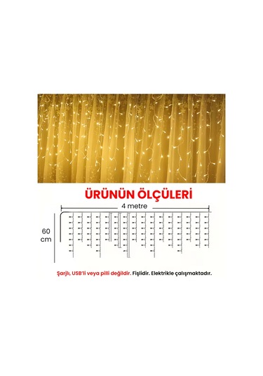 Upway 8 Modlu Saçaklı 96 Led - Ev Balkon Bahçe Parti Sınıf Dekoratif Aydınlatma Sarı