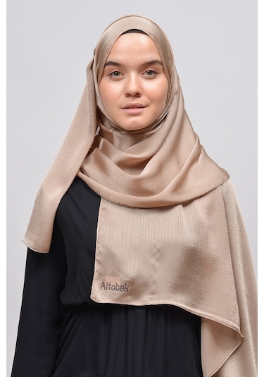 Altobeh Janjan Şık Parlak Saten Dokulu Kadın Tesettür Abiye Şifon Şal - Bej
