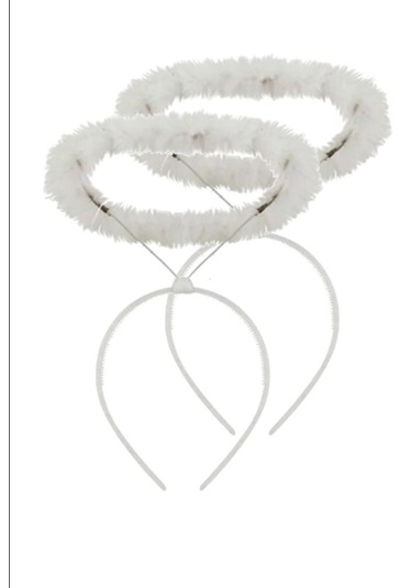 2 Adet Beyaz Tüylü Melek Haresi Tacı Halloween Melek Hare Taç Tüy