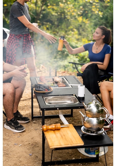 Temoutdoor Smart Table Xl Akıllı Kamp Masası - Standart Donanım Siyah