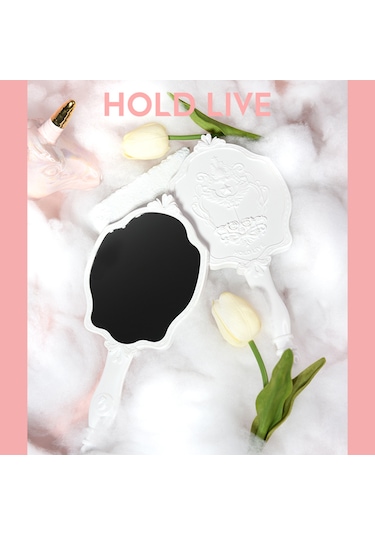 Vkemall Hold Lıve Zarif Oymalı Giyinme Aynası Taşınabilir El Makyaj Aynası Doğal Şeffaf