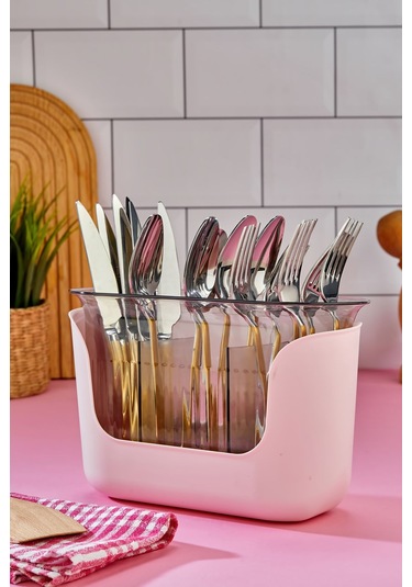 3 Bölmeli Süzgeçli Kaşıklık - Pembe Pembe