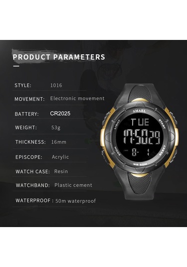 Smael 1016 Çok İşlevli Erkek Elektronik Dijital Saat 50m Su Geçirmez Şık Kronograf Kol Saati Aydınlatmalı/alarm/kronometre/hafta/tarih/saatlik Zil Koyu Yeşil Diğer