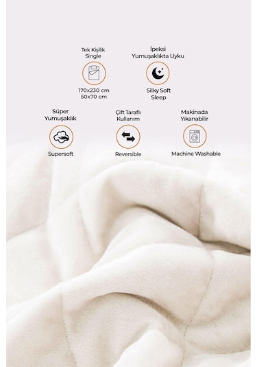 Evlen Home Kapitone Kadife Yatak Örtüsü Seti Tek Kişilik Supersoft 2 Parça Yumuşak Elyaf Dolgulu Krem Krem