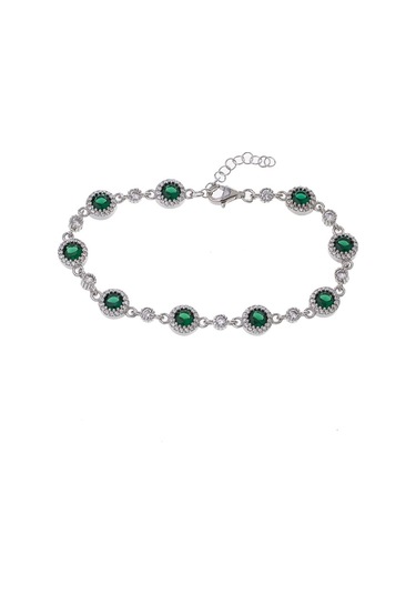 Yeşil Zirkon Taşlı Model-2 925 Ayar Gümüş Kadın Bileklik Gümüş