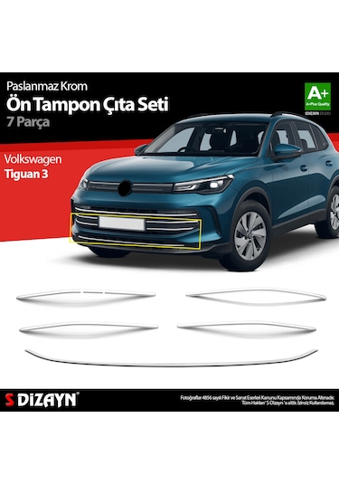 S-dizayn Vw Tiguan 3 Krom Ön Tampon Çıta Seti 2024 Üzeri A+ Kalite