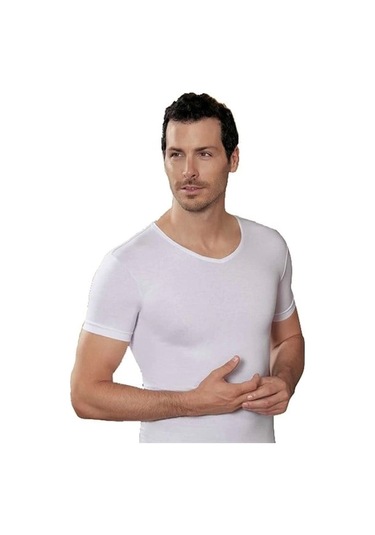 Şahinler Licralı V Yaka Atlet E072 Beyaz