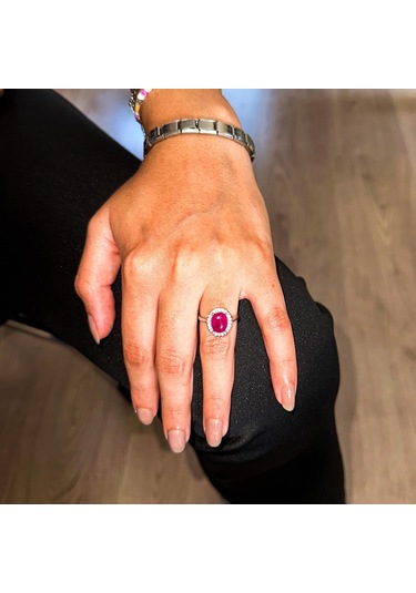 Sterling Gümüş Kadın Yüzük Gerçek Doğal Taş - Şık Tasarım Yıldız Yakutu Gümüş