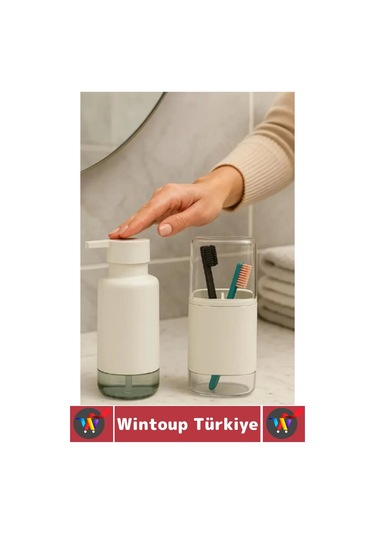 Dayanıklı Banyo Sabun Losyon Şampuan Pratik Çok Şık Modern Sıvı Sabunluk Diş Fırçalık İkili Set Çok Renkli