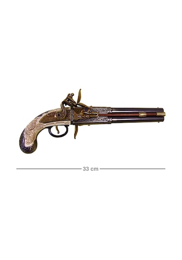 Denix Replika Çift Dönen Namlulu Tabanca 33 Cm, İngiltere 1750