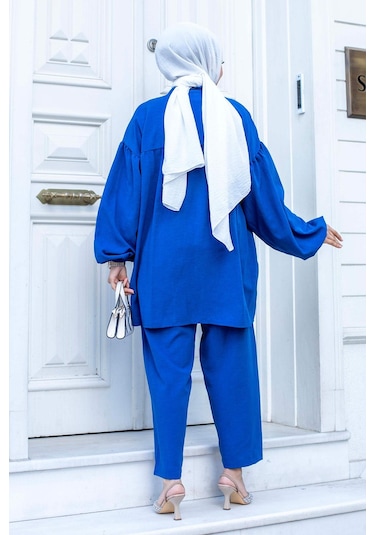 Balon Kol Tesettür İndigo Takım I Ndigo