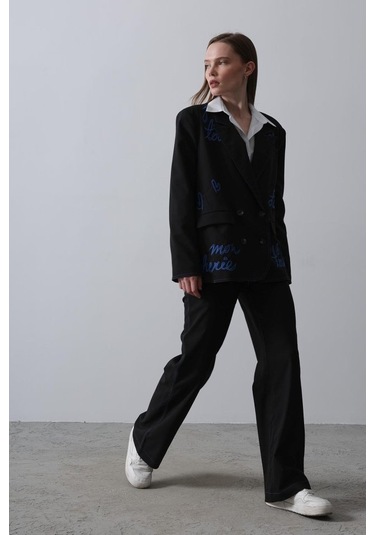 Soonaksesuar Kalpli Ceket Takım - Siyah Siyah