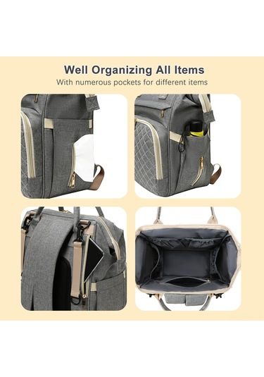 Hangfox Yeni Nesil Büyük Kapasiteli Anne Çanta - Isı Yalıtımlı Biberon Ceplerli, Bebek Arabasına Takılabilir, Usb Şarj Portlu, Su Geçirmez Nilon Materyal Pembe Pembe