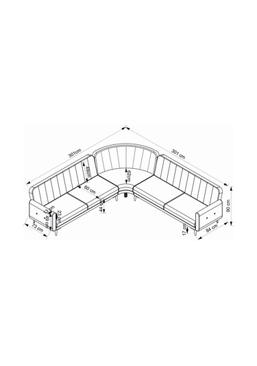 Bona 3 + C Köşe+3'lü Köşetakımı Bej Valebo-03 Ceviz Ayak Bej