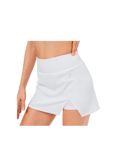 Ximistore9 Yüksek Bel Spor Etek Kısa Şortlu, Anti-slip Hızlı Kuruyan, Yoga Tenis Golf İçin, Cepli Kadın Spor Giyimi Beyaz