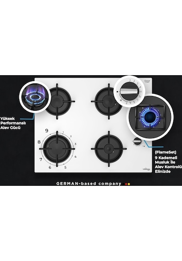 Tommatech TAO6001BG Ankastre Gazlı Ocak 65 Cm Siyah