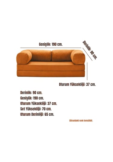 Reflekta Sünger Koltuk Rollpack Kanepe Relax 90x190 Yatak Koltuk Demonte Hardal Sarısı