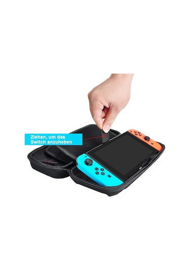 Nintendo Switch İçin Sert Taşıma Çantası, 20 Oyun, Konsol Ve Aksesuar İçin Saklama Alanlı Koruyucu Kılıf - Siyah