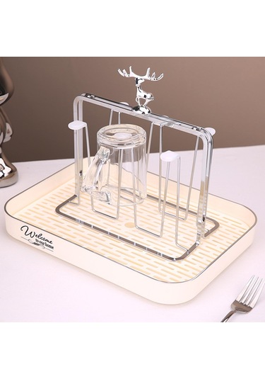 Suntek Bar Bej Için Drenaj Tepsili Ve Kulplu Kupa Düzenleyicili