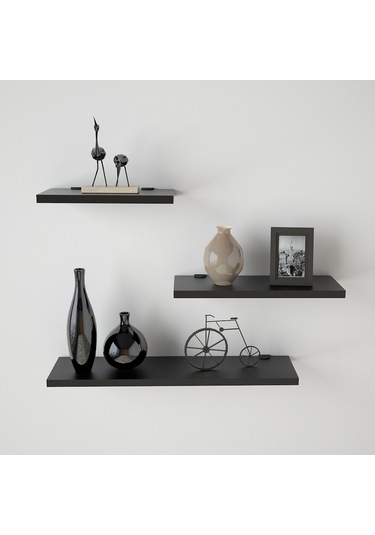 Robinhome Robin Home Raffi 3'Lü Uçan Raf Duvar Rafı Siyah