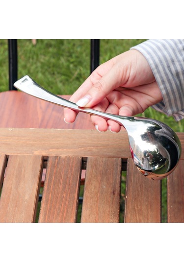 Mufunye Gümüş Renkli Saf Titan Malzeme 20x6 Cm 60 Gr Fonksiyonel Çorba Kaşığı Gümüş