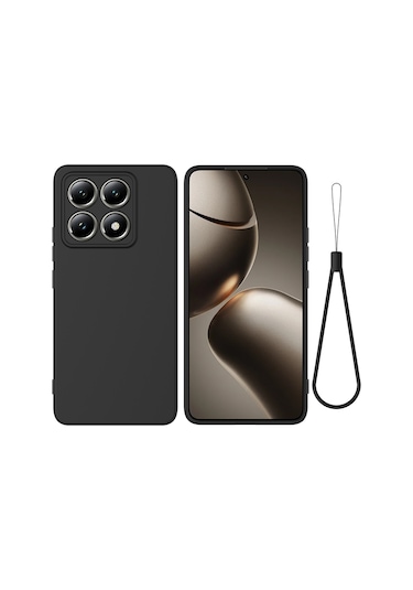 Xiaomi 14t Pro İçin Düz Renk Sıvı Silikon Damlamaz Tam Kapsama Telefon Kılıfı Siyah