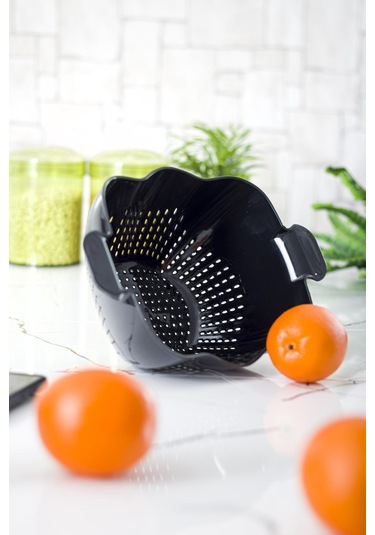 Akrilik Siyah Makarna Süzgeçi & Sebze Meyve Süzgeçi Siyah 32 23 Cm Diğer