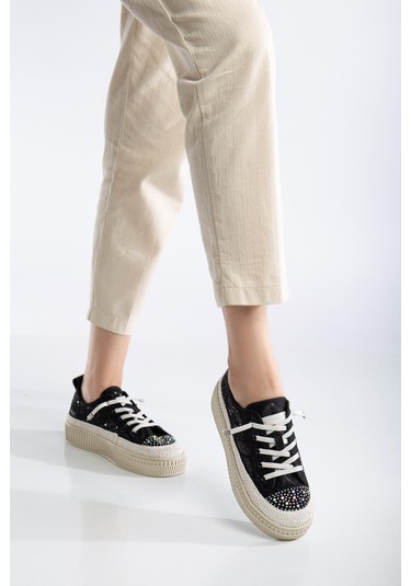 Suins Montero Model File Dantel Detaylı Kadın Spor Ayakkabı Sneaker Siyah
