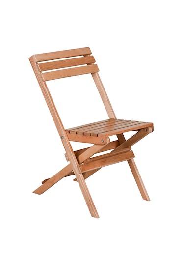 Bysay Puf Minderli Ahşap Katlanır Bahçe Sandalyesi Naturel-gri Gri