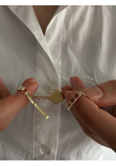 Arpaş 14 Ayar Altın Şeritli Saatli Bileklik 946 Gold Sarı Altın