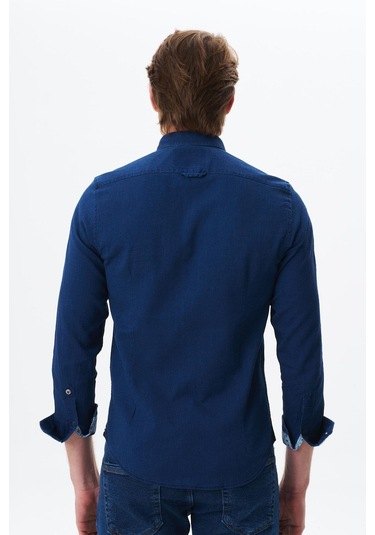 Arma Erkek Denim Jean Slim Fit / Dar Kesim Kot Dokuma Gömlek K9gkd1070 Lacivert