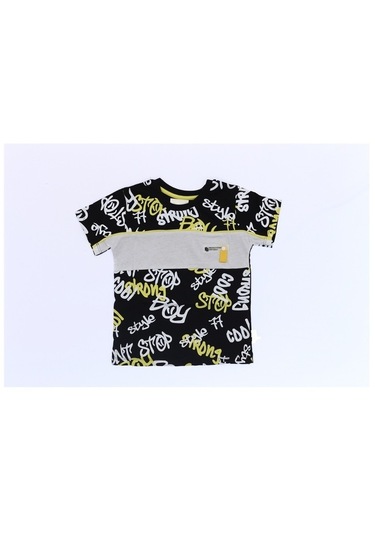 Tuffy Erkek Çocuk Grafitti Yazı Desenli Tişört (490087358) Siyah