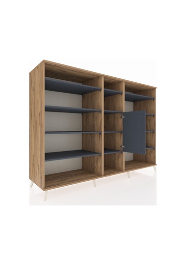 Kronos Dolap 12 Raflı Tek Kapaklı 220x59x163 Çam-antrasit Çam-antrasit