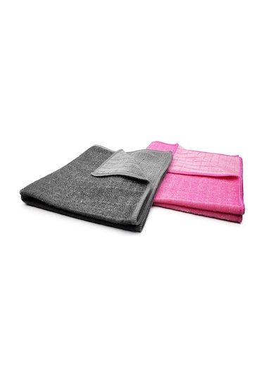 Hobee 2'li Kareli Simli Ovma Bezi 40x40 320gsm - Pembe/Gri