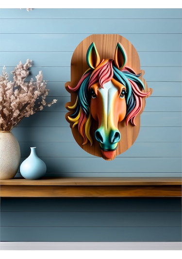 12x18 Cm 3d Görünümlü At Mdf Duvar Dekoratif