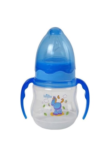 Bambino PP Geniş Ağızlı Kulplu Biberon-Mavi 150 ML