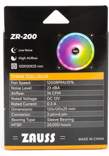Zauss ZR-200 Rainbow RGB 12 CM Kasa Fanı