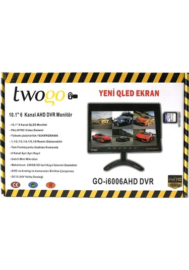 Twogo Go-i6006 Hybrid Dvr 6 Kanal 10 Inç Monitör Dvr Hybrid 6 Kamera Girişli 6 Kamera Dahil
